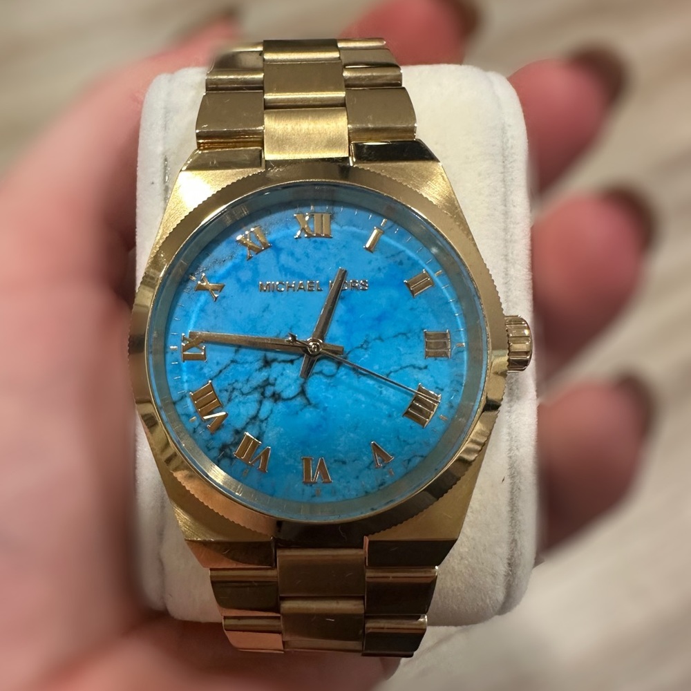 Michael Kors Blue & Gold Watch